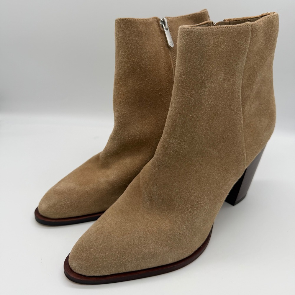 Sam Edelman Blake Suede Ankle Pointed Toe Block Heel Boots Tan Brown Boho 9M